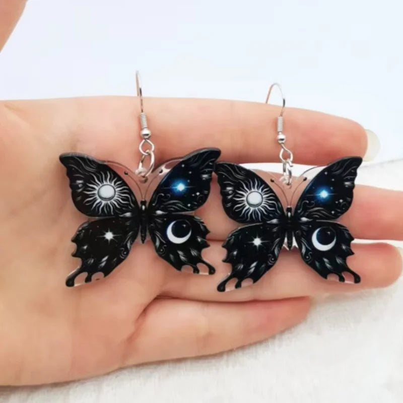 Boucles d'oreilles Soleil Lune Papillon