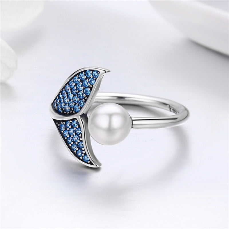 Bague en Perle en Forme de Queue de Baleine Océan