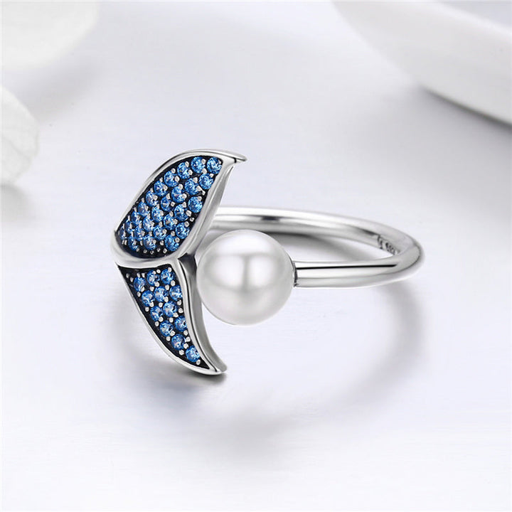 Bague en Perle en Forme de Queue de Baleine Océan