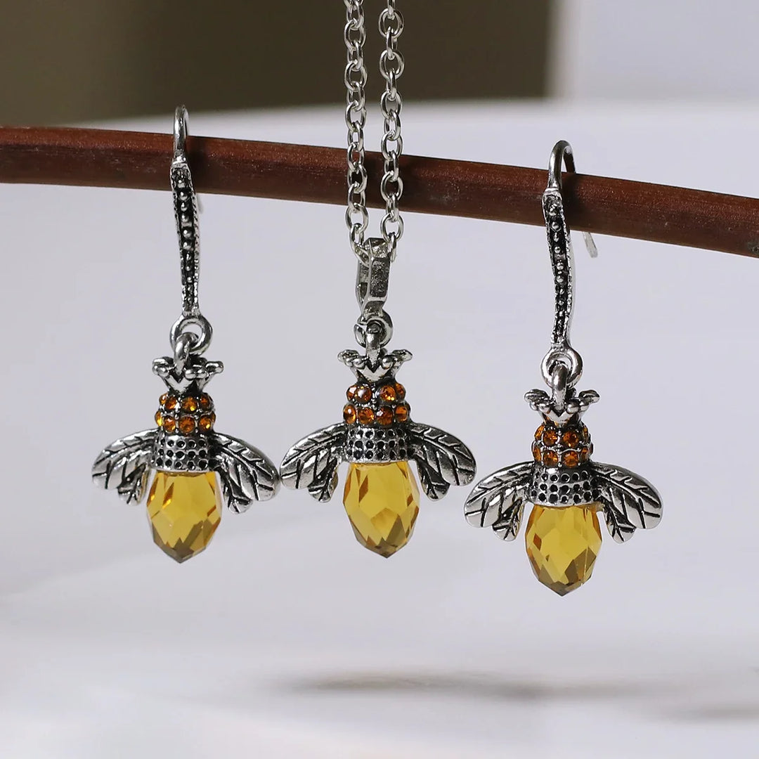 Collier et Boucles d'Oreilles Vintage Abeille