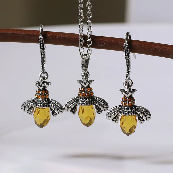Collier et Boucles d'Oreilles Vintage Abeille