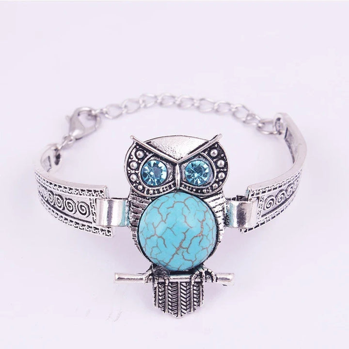 Bracelet Charme Hibou Vintage Turquoise