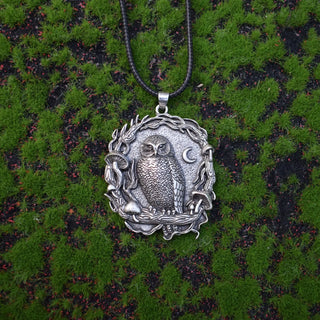 Pendentif Collier Champignon de Lune de Hibou Mystique