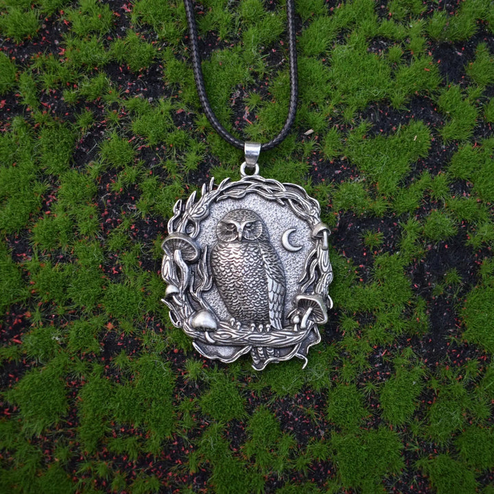 Pendentif Collier Champignon de Lune de Hibou Mystique