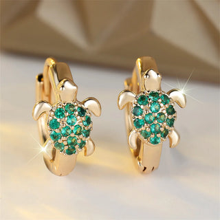 Boucles d'oreilles en forme de tortue de mer avec zircon scintillant