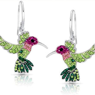 Boucles d'oreilles étincelantes en colibri coloré