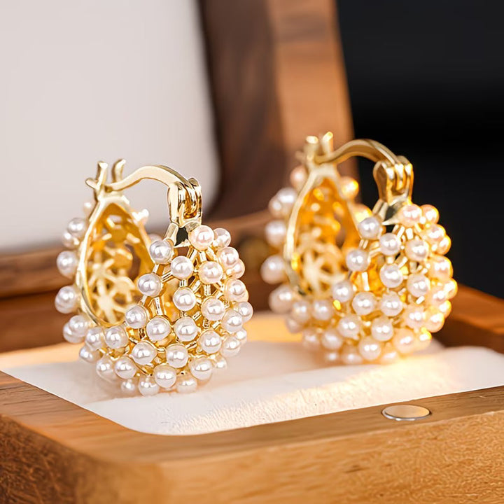 Boucles d'oreilles créoles avec perles chunky