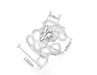 Bague en nid d'abeille plaquée or 18K ajustable