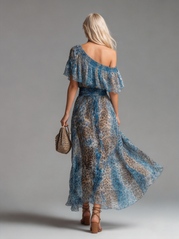 Léana™ | Robe Longue Léopard Épaules Dénudées