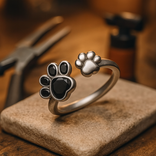 Bague Ajustable Créative et Mignonne en Empreinte de Patte