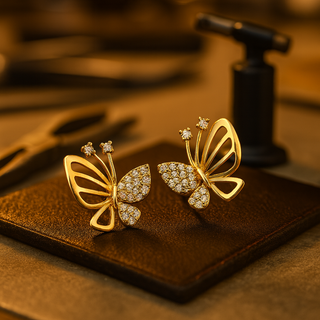 Boucles d'oreilles puces en zircon en forme de papillon