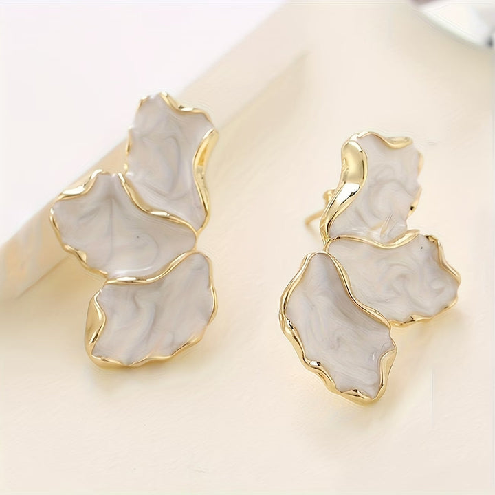 Boucles d'Oreilles en Pétale de Fleurs en Perles