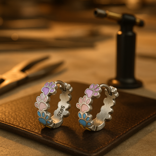 Boucles d'oreilles Pattes Colorées en Argent Sterling