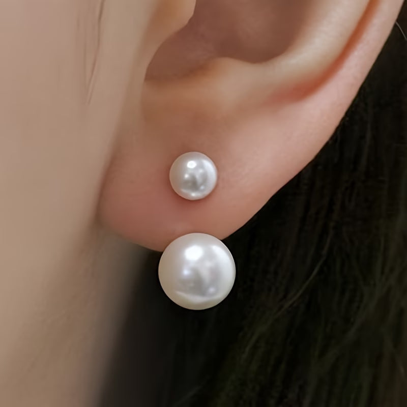 Boucles d'Oreilles D Déclaration avec Perles Doubles