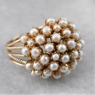 Bague en Or avec Perle Intarsie Classique