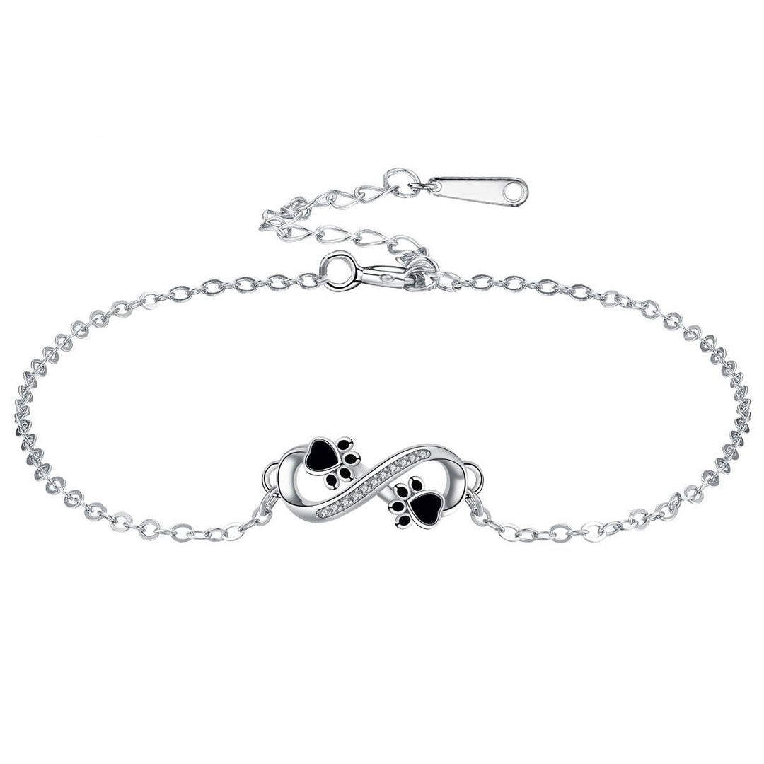 Pendentif Infini Bracelet Patte d'Animal avec Zirconia