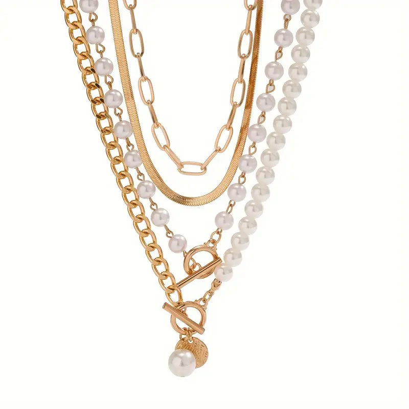 Ensemble de Colliers Superposés avec Perles Modernes