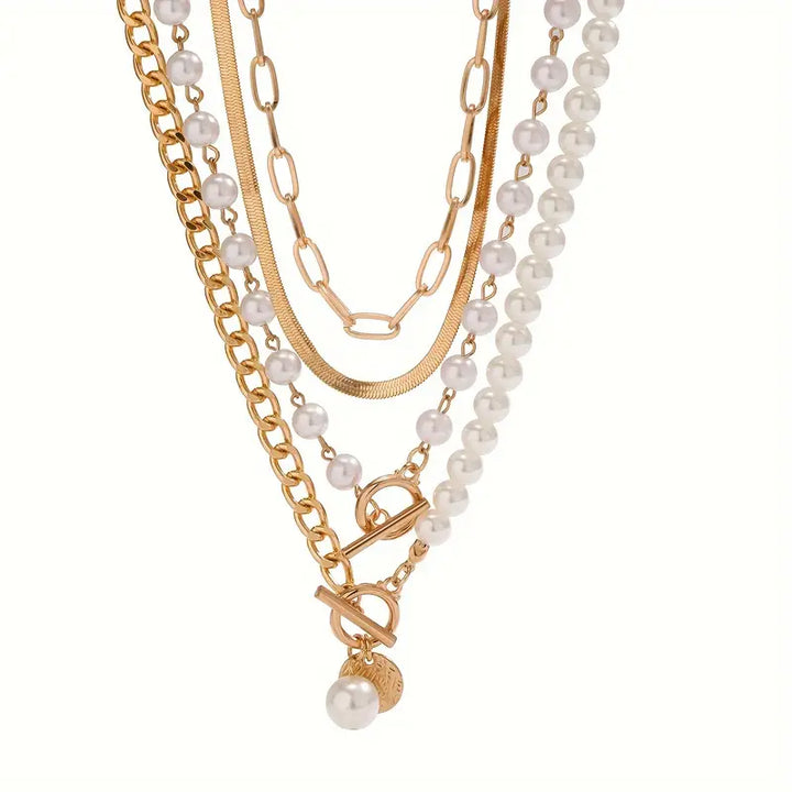 Ensemble de Colliers Superposés avec Perles Modernes
