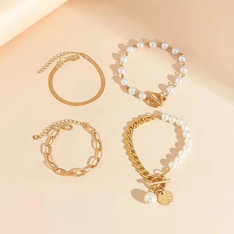 Ensemble de Bracelets en Perles Superposées de Luxe