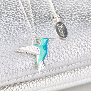 Collier en Argent Sterling avec Émail Colibri