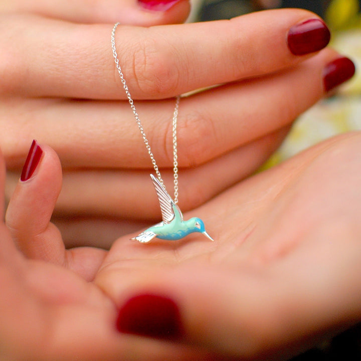 Collier en Argent Sterling avec Émail Colibri