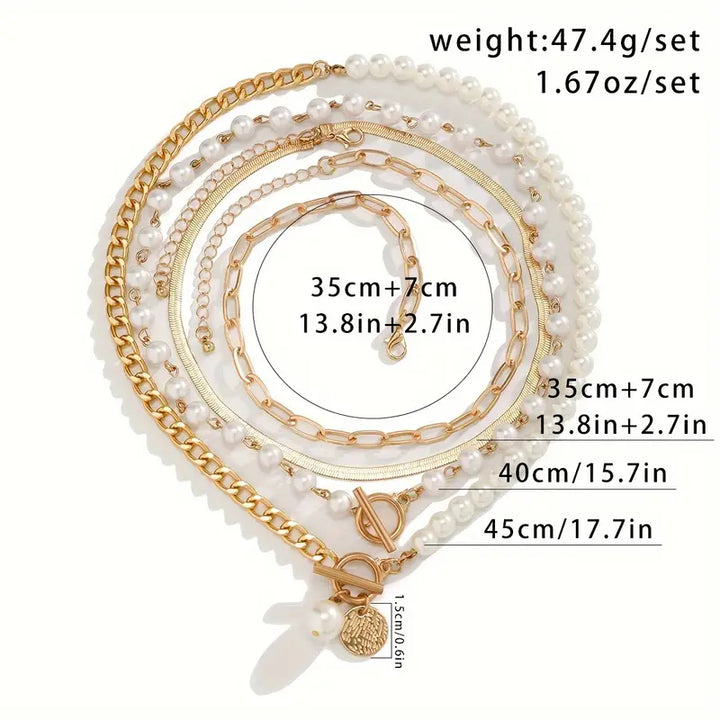 Ensemble de Colliers Superposés avec Perles Modernes