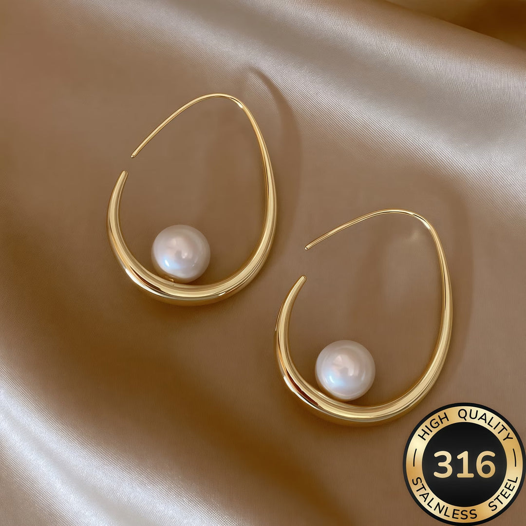 Boucles d'oreilles créoles avec perles croissantes