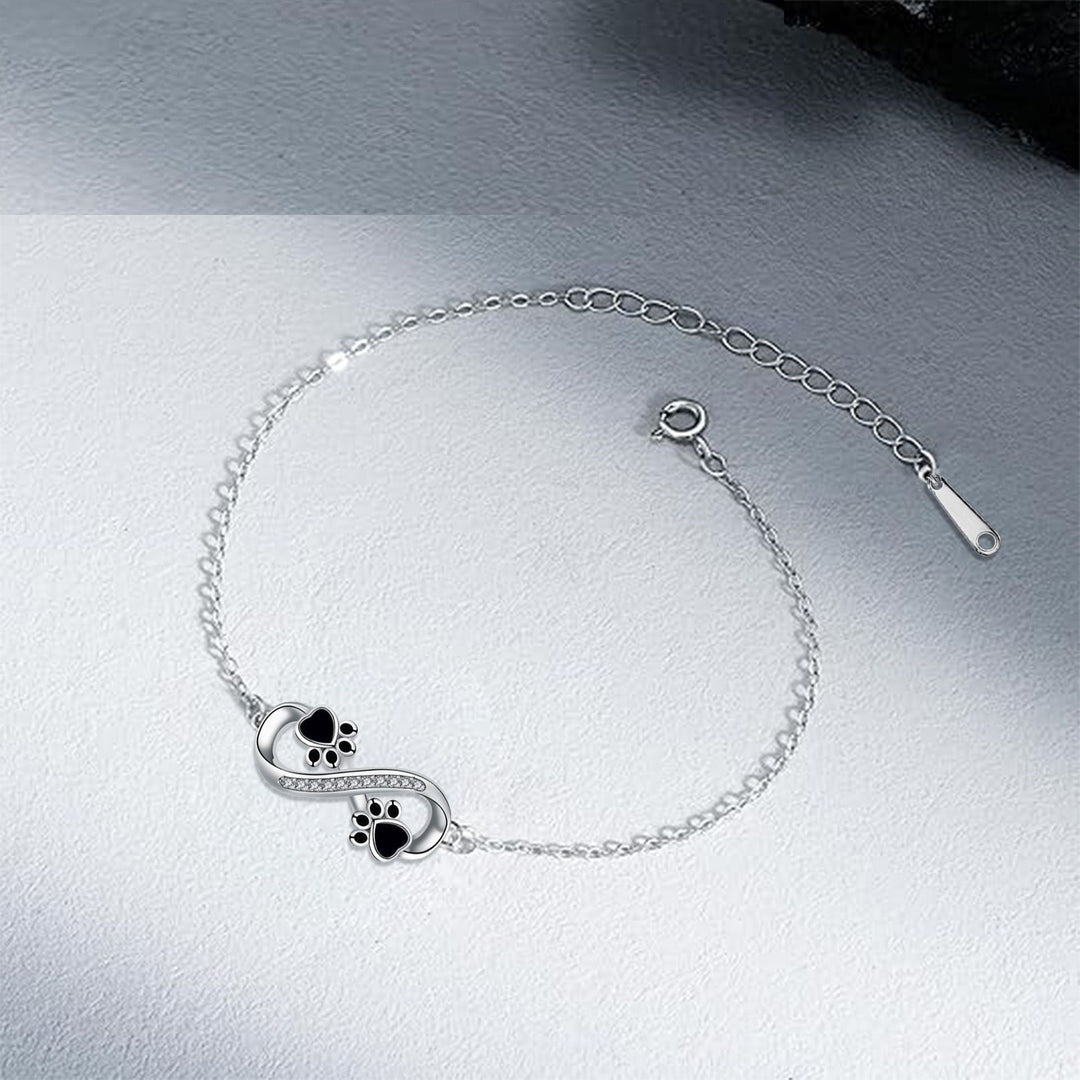 Pendentif Infini Bracelet Patte d'Animal avec Zirconia