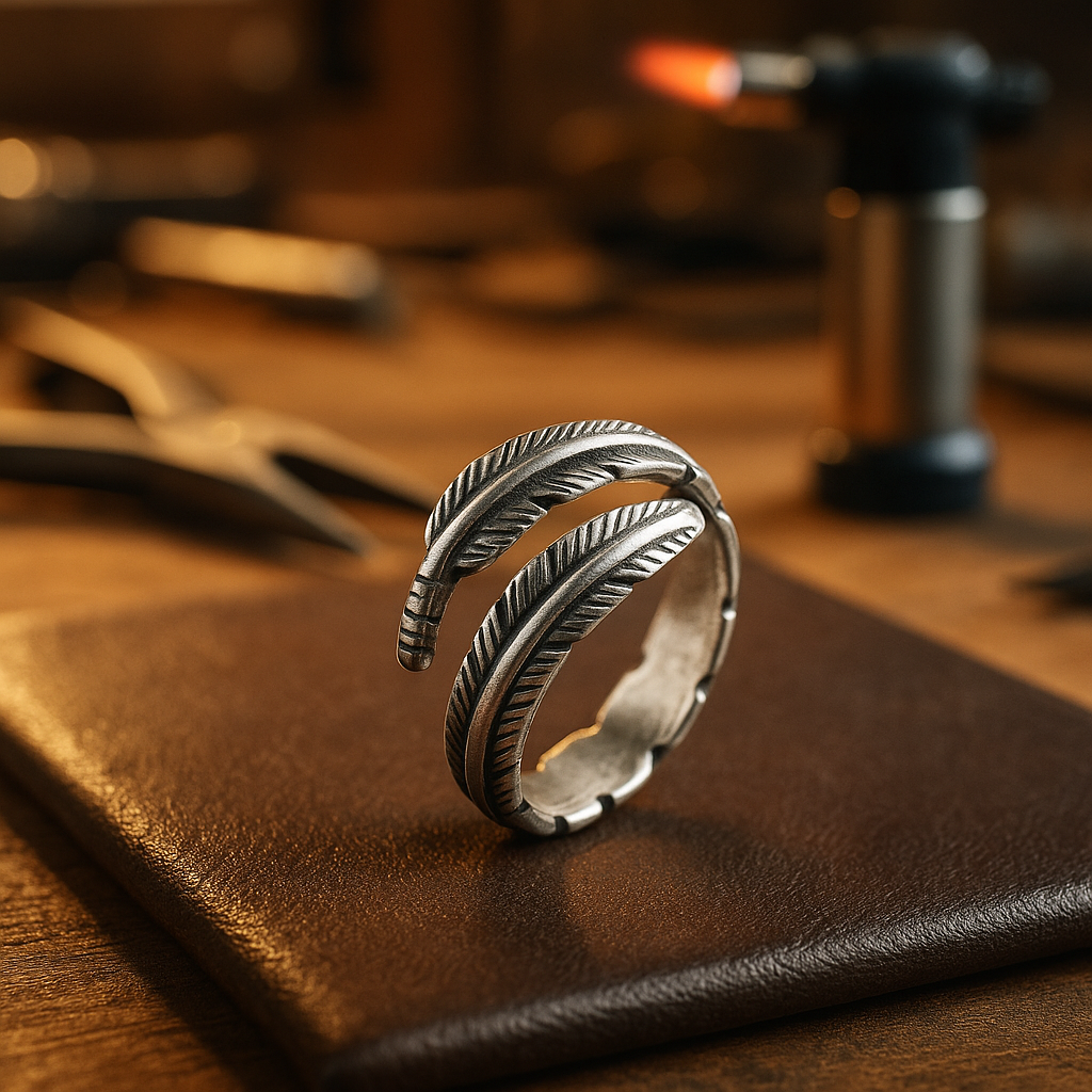 Plume d'un Ange - Bague Commémorative Ajustable