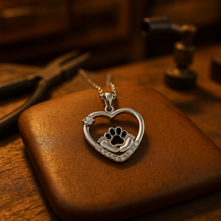 Collier avec empreinte de patte de chien Little Feet et zirconia