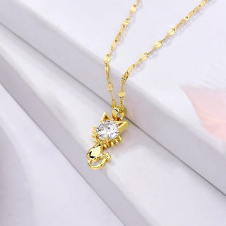 Collier de chat plaqué or avec zircon