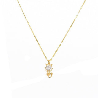 Collier de chat plaqué or avec zircon
