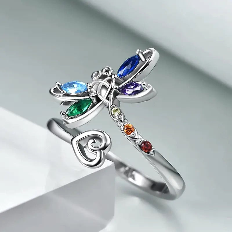 Bague Ajustable Libellule Vintage