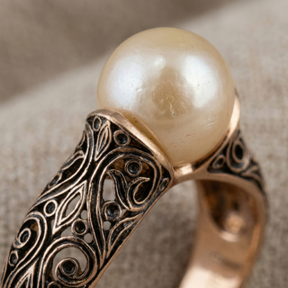 Bague Vintage avec Perle Dorée