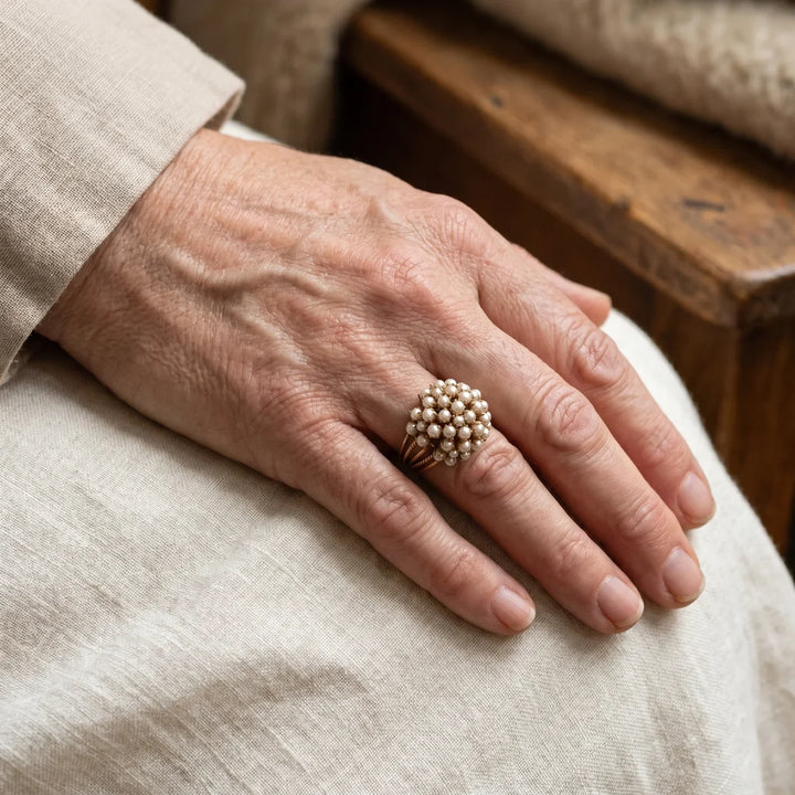 Bague en Or avec Perle Intarsie Classique
