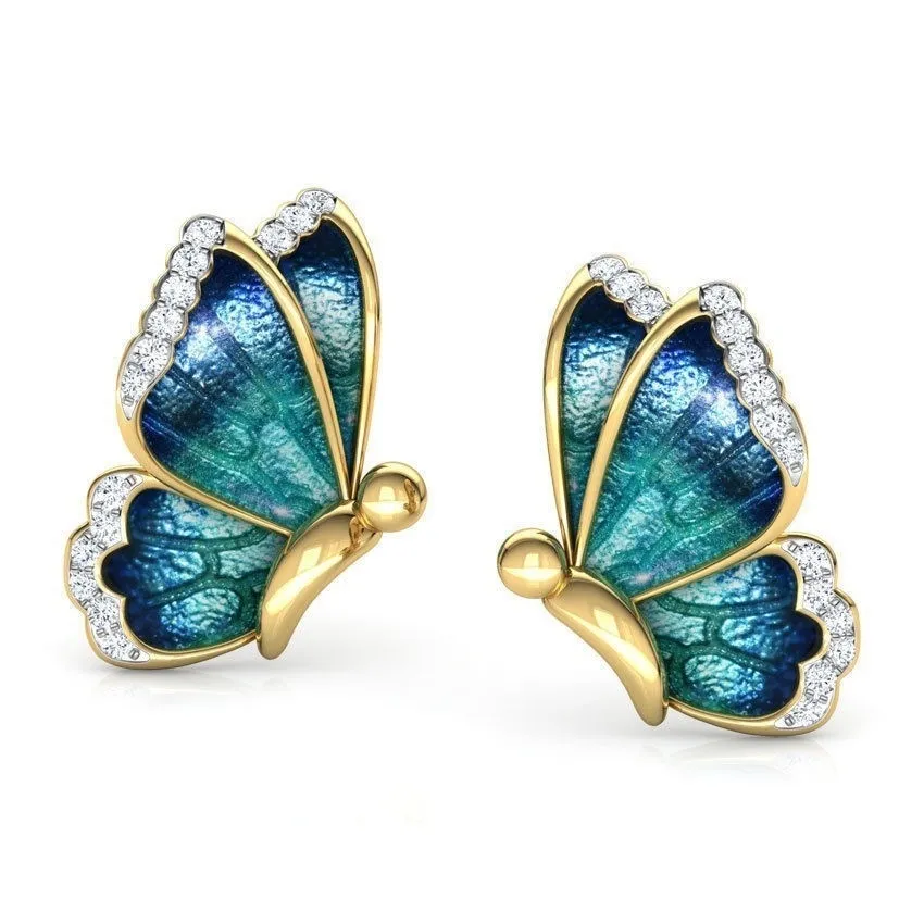 Boucles d'oreilles vintage en papillon bleu