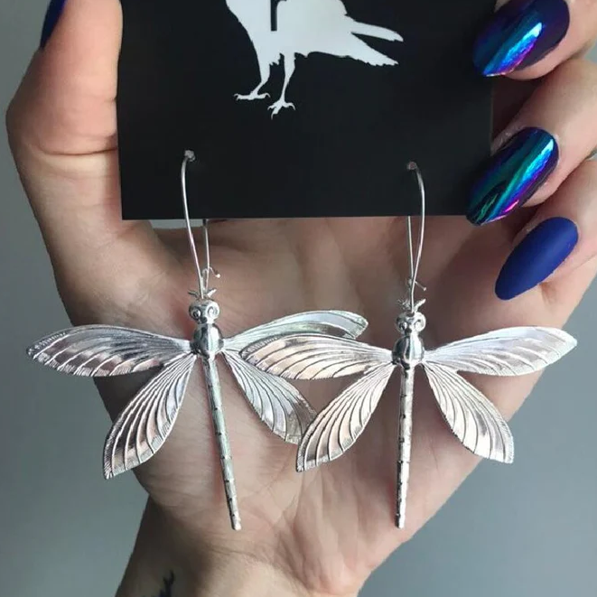 Boucles d'oreilles libellule en argent vintage