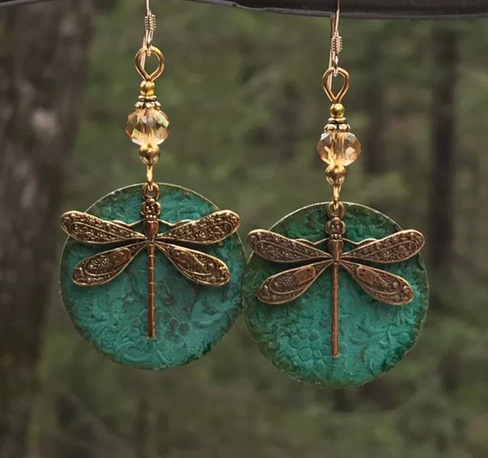 Boucles d'oreilles en or vintage Libellule