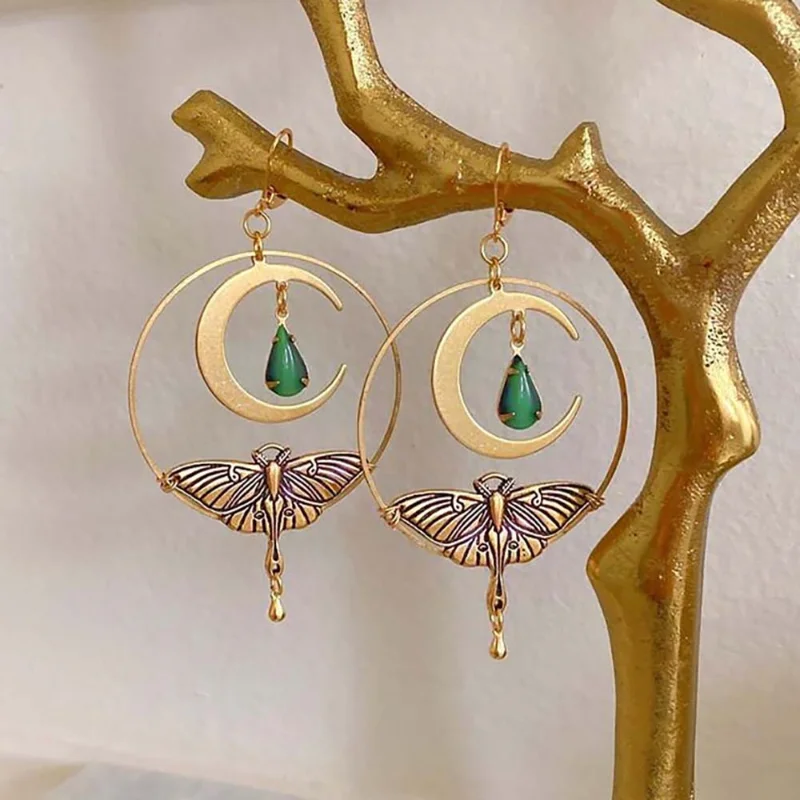 Boucles d'oreilles Vintage Golden Moon Libellule