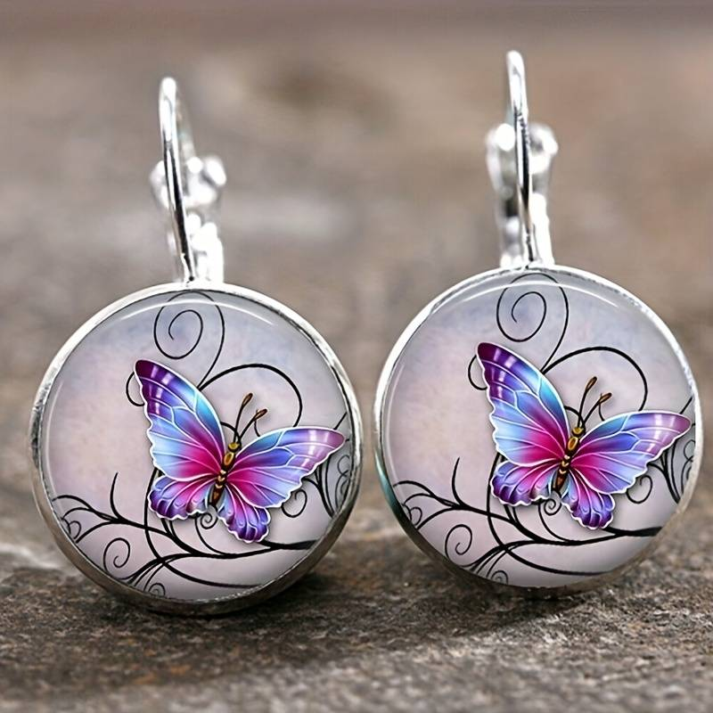 Boucles d'oreilles papillon en cristal vintage