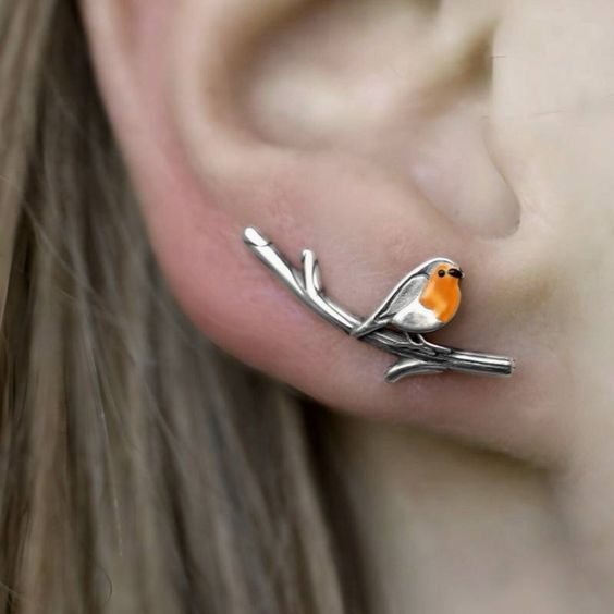 Boucles d'oreilles Vintage Birdie en Argent