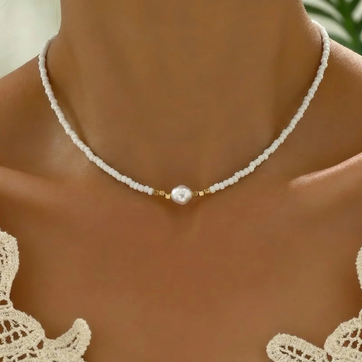 Collier Minimal en Turquoise et Perles