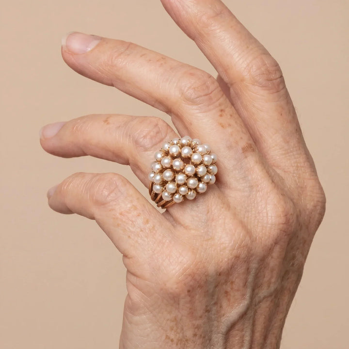 Bague en Or avec Perle Intarsie Classique