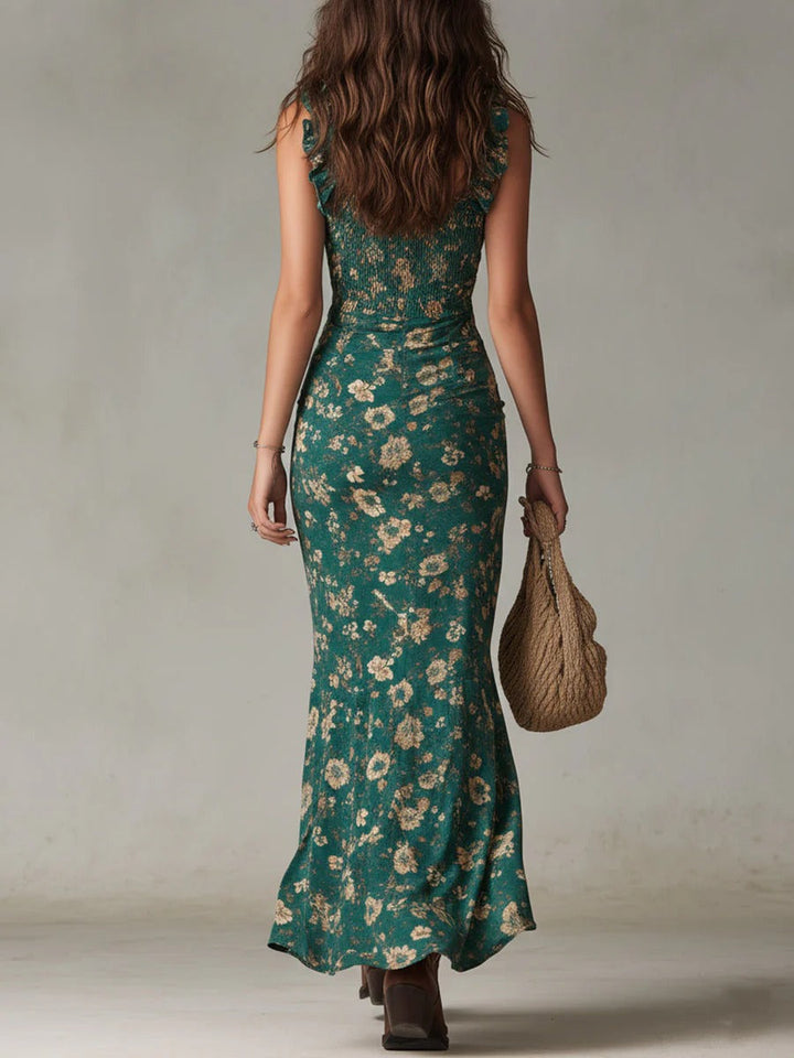 Zara™ | Robe maxi bohème à fleurs avec fente latérale froncée