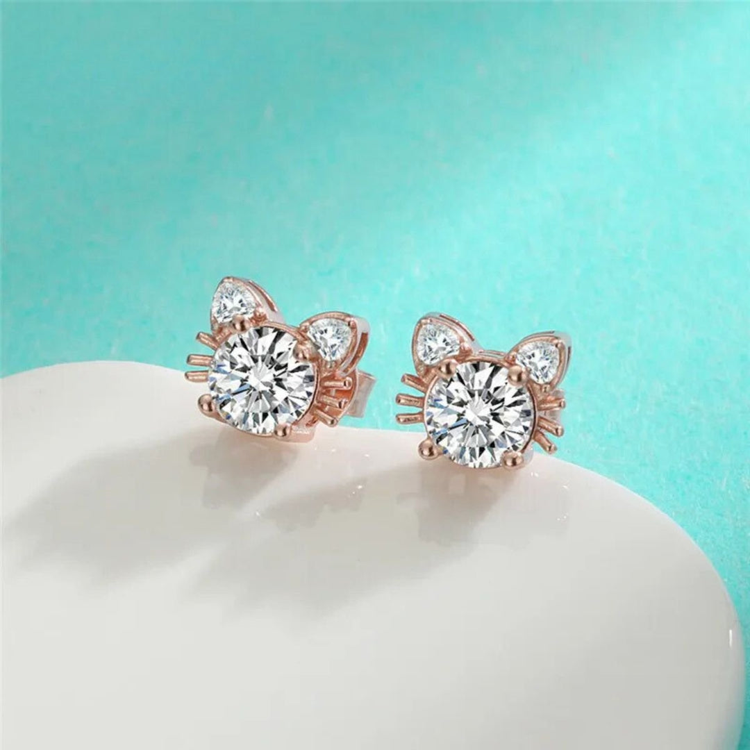 Boucles d'oreilles en moissanite or rose en argent sterling 925