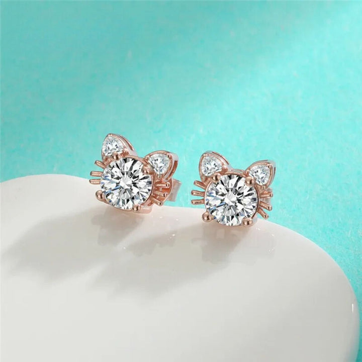 Boucles d'oreilles en moissanite or rose en argent sterling 925