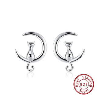 Boucles d'oreilles en argent sterling Cat & Lune