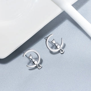 Boucles d'oreilles en argent sterling Cat & Lune