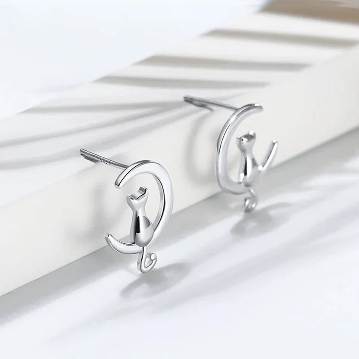 Boucles d'oreilles en argent sterling Cat & Lune