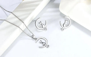 Boucles d'oreilles en argent sterling Cat & Lune